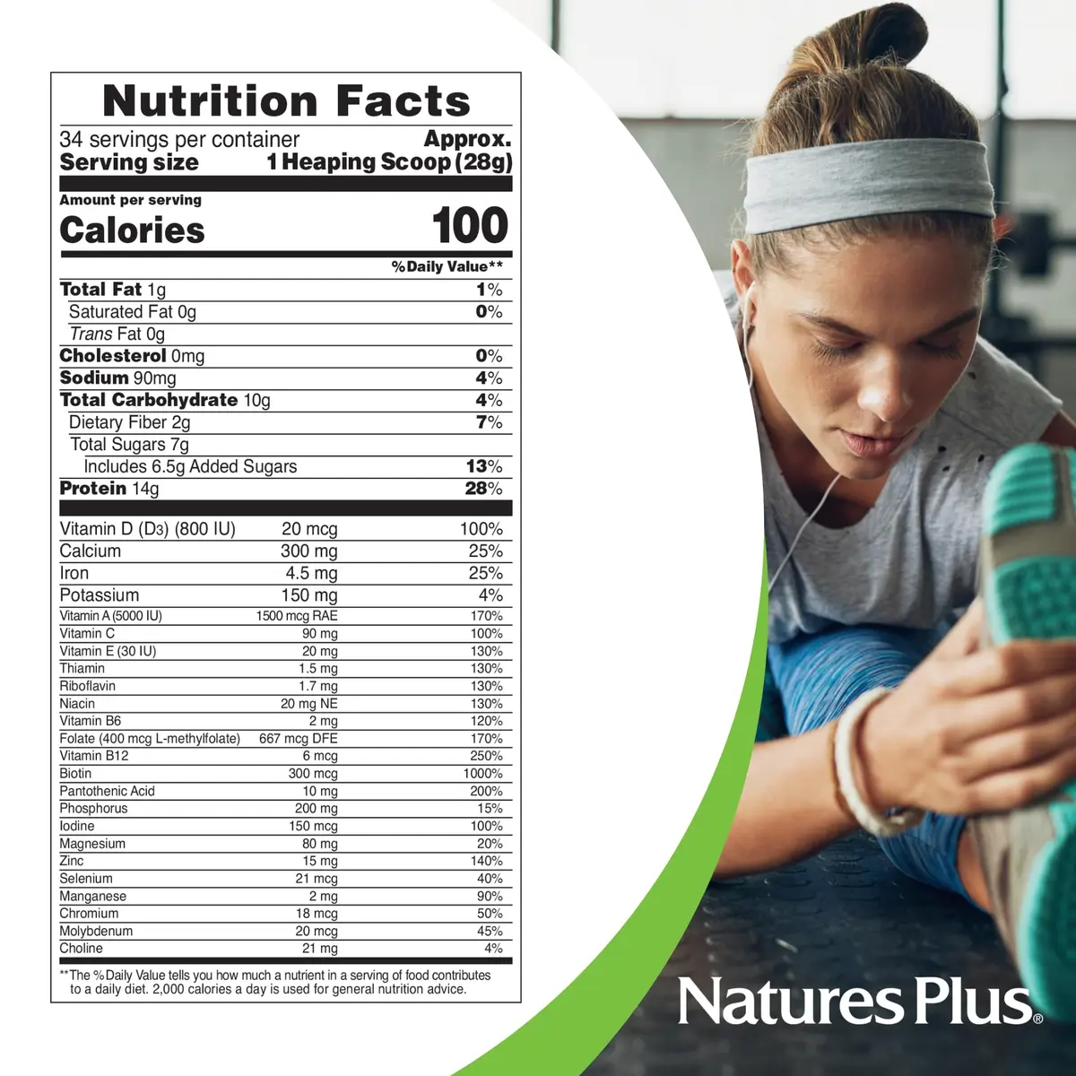 NaturesPlus Spiru-Tein, Chocolate - 2.1 lb - Plant-Based Protein with Spirulina, Vegetarian, Non-GMO - view 5