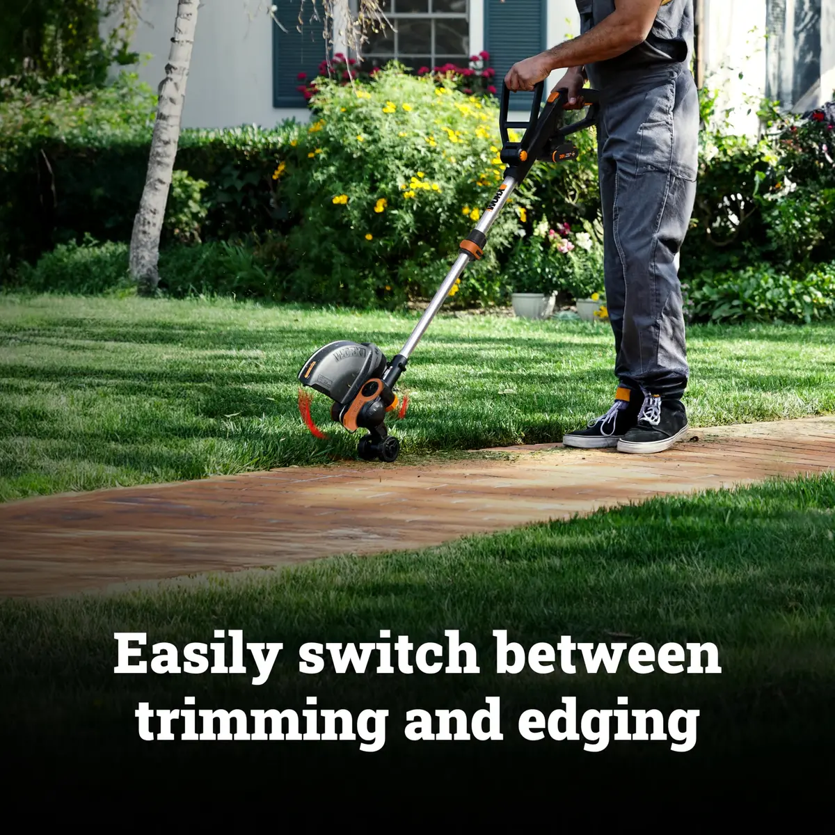 WORX WG163 20V Cordless String Trimmer & Edger 30cm (12") | 2-in-1 Tool with 2 Batteries & Charger - view 2