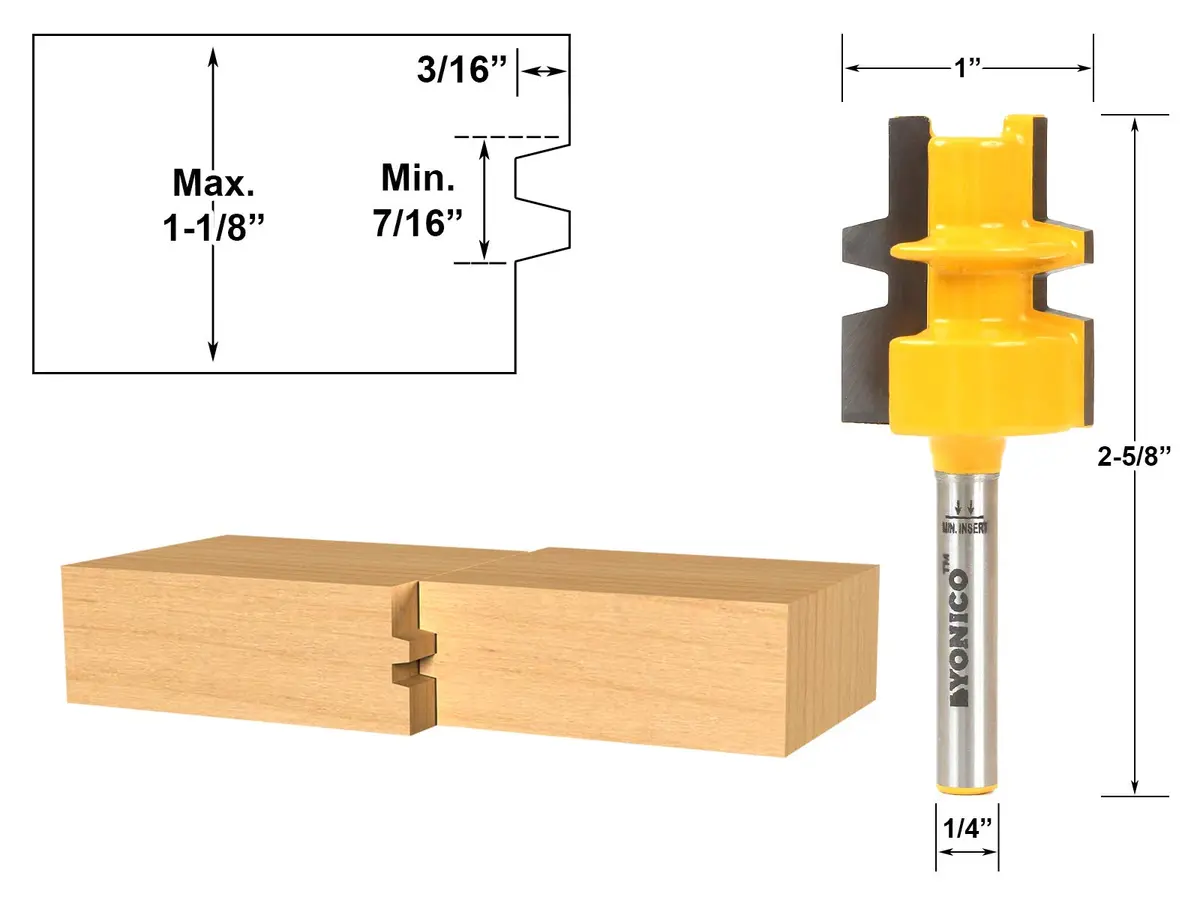 Yonico Router Bits Reversible Glue Joint 1-1/8-Inch | Perfect for Strong Glue Joints, 1/4" Shank - view 2