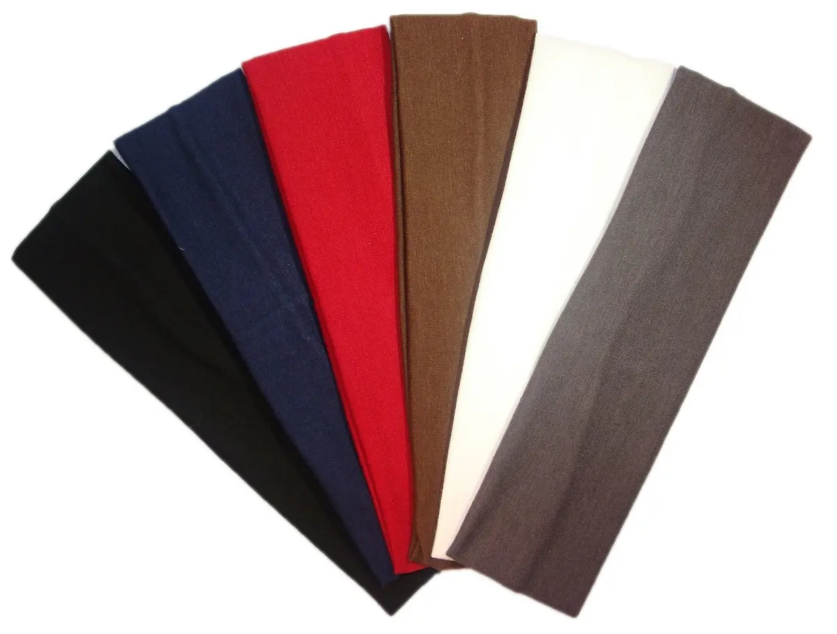 Kenz Laurenz Cotton Headbands 6 Pack | Soft Elastic Sports Fashion Headbands for Teens & Women - main product image