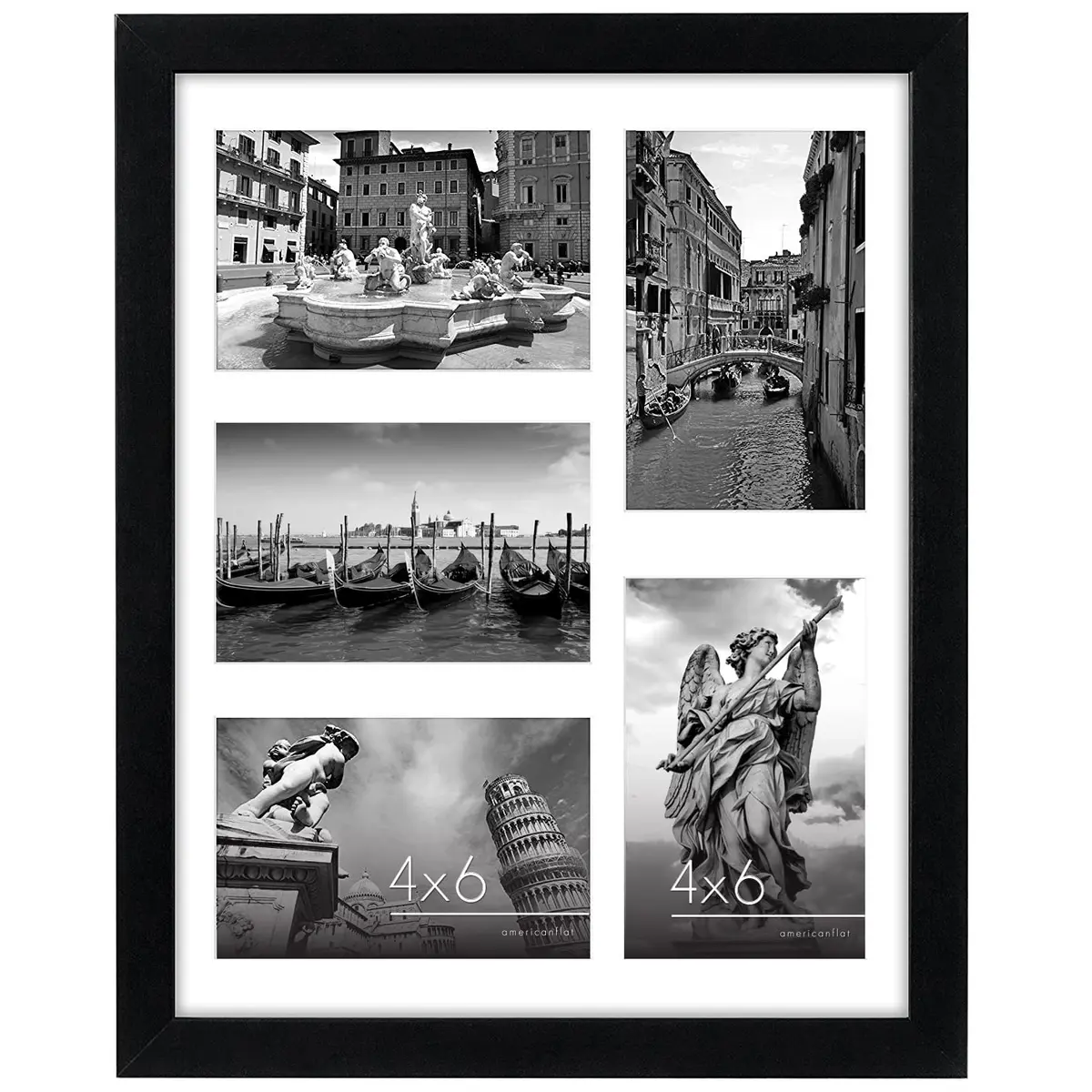 Americanflat 4x6 Collage Picture Frame - Fits 5 - Engineered Wood - Black - main product image