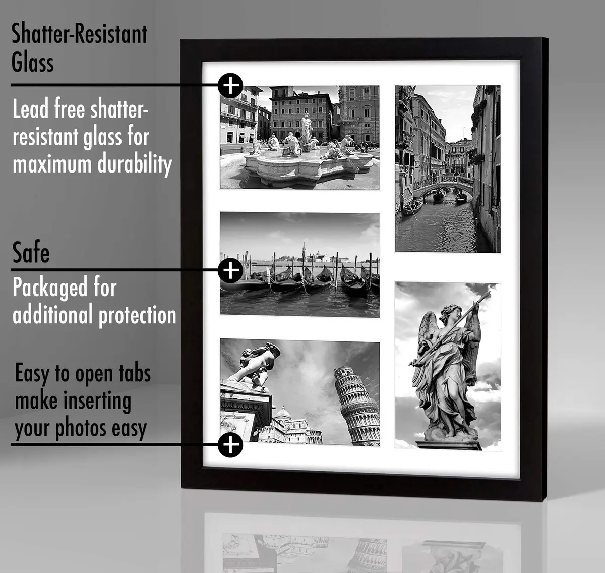 Americanflat 4x6 Collage Picture Frame - Fits 5 - Engineered Wood - Black - view 7