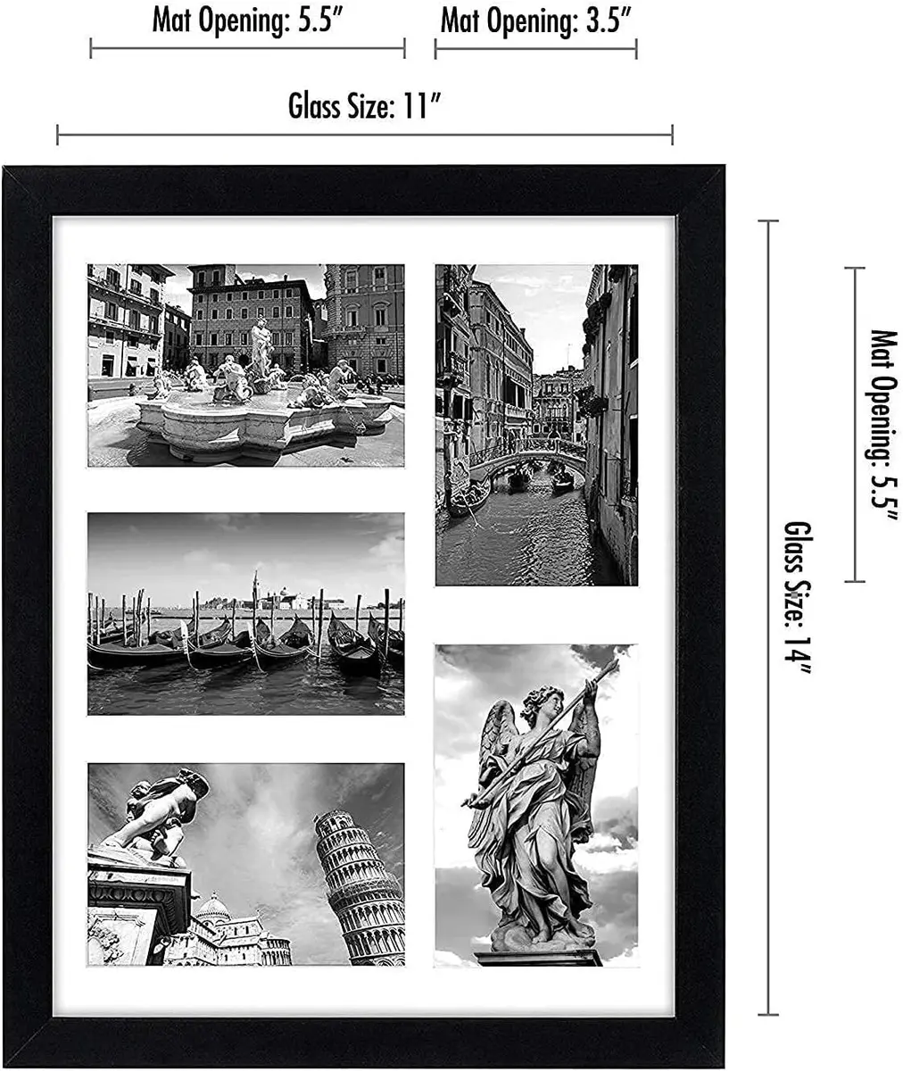 Americanflat 4x6 Collage Picture Frame - Fits 5 - Engineered Wood - Black - view 2