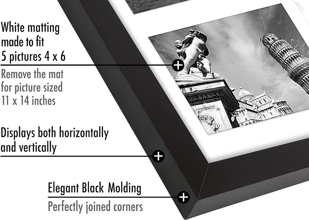 Americanflat 4x6 Collage Picture Frame - Fits 5 - Engineered Wood - Black - view 3