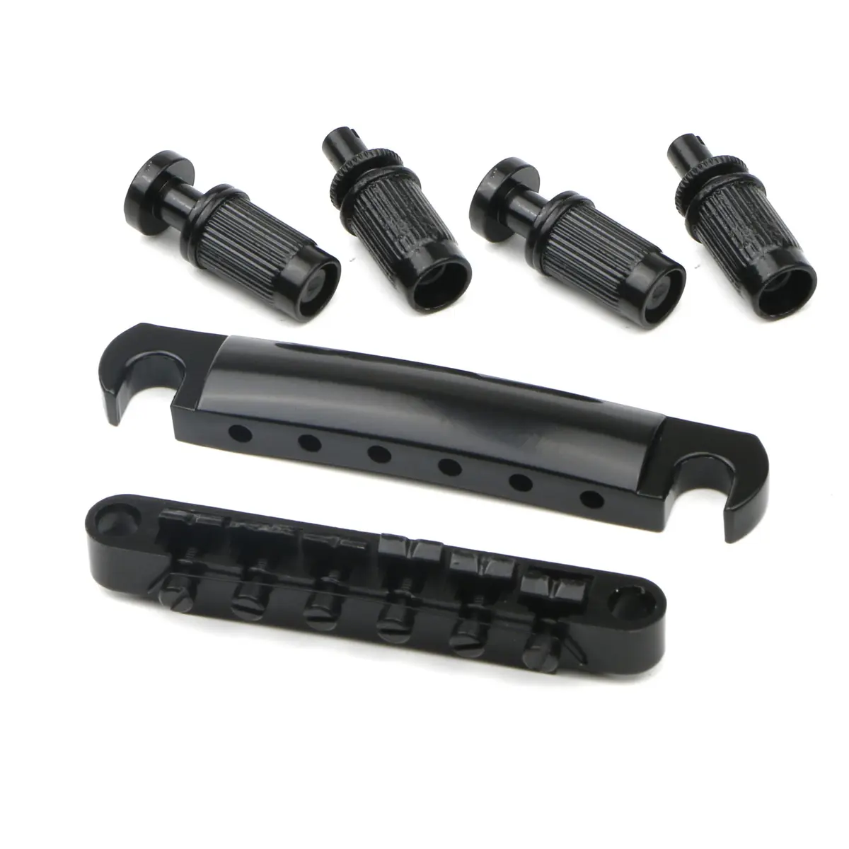 Swhmc Tune-O-Matic Bridge Studs & Tailpiece Set, Black | Zinc Alloy Guitar Parts for LP-Style Electric Guitars - main product image
