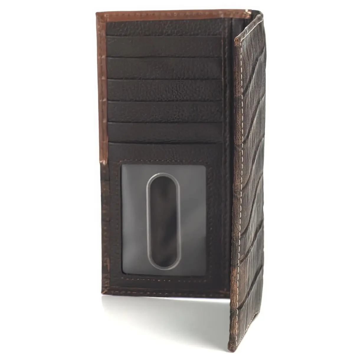 ARIAT Men's Rodeo Wallet, Floral Embossed Overlay, Western Concho, Brown | Top-Grain Leather Bi-Fold with Multiple Compartments - view 5