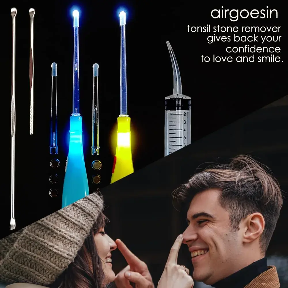 airgoesin Upgraded Tonsil Stone Remover Tool with 5 Tips & Irrigator | Fresh Breath Oral Rinse - view 9