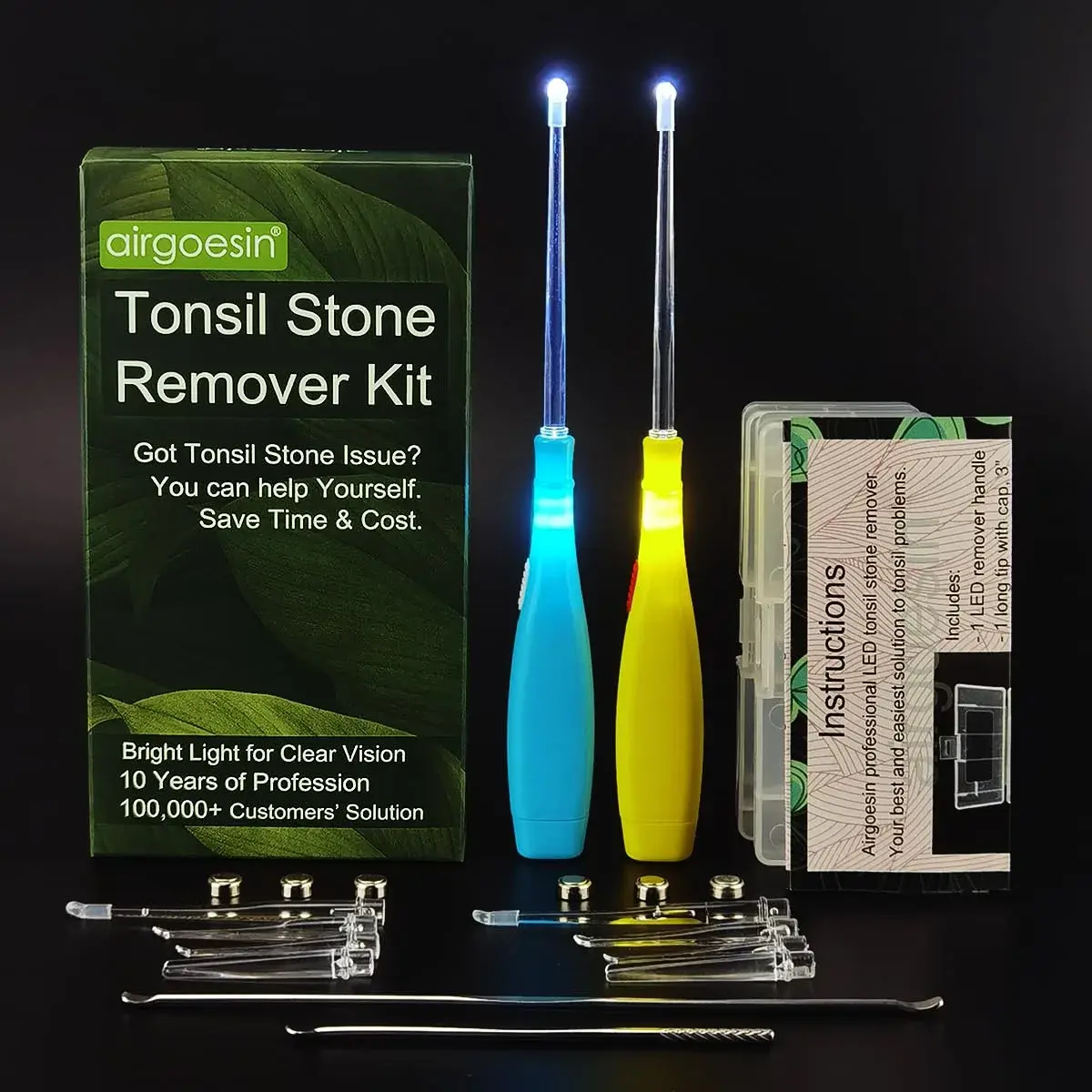 airgoesin Upgraded Tonsil Stone Remover Tool with 5 Tips & Irrigator | Fresh Breath Oral Rinse - view 3