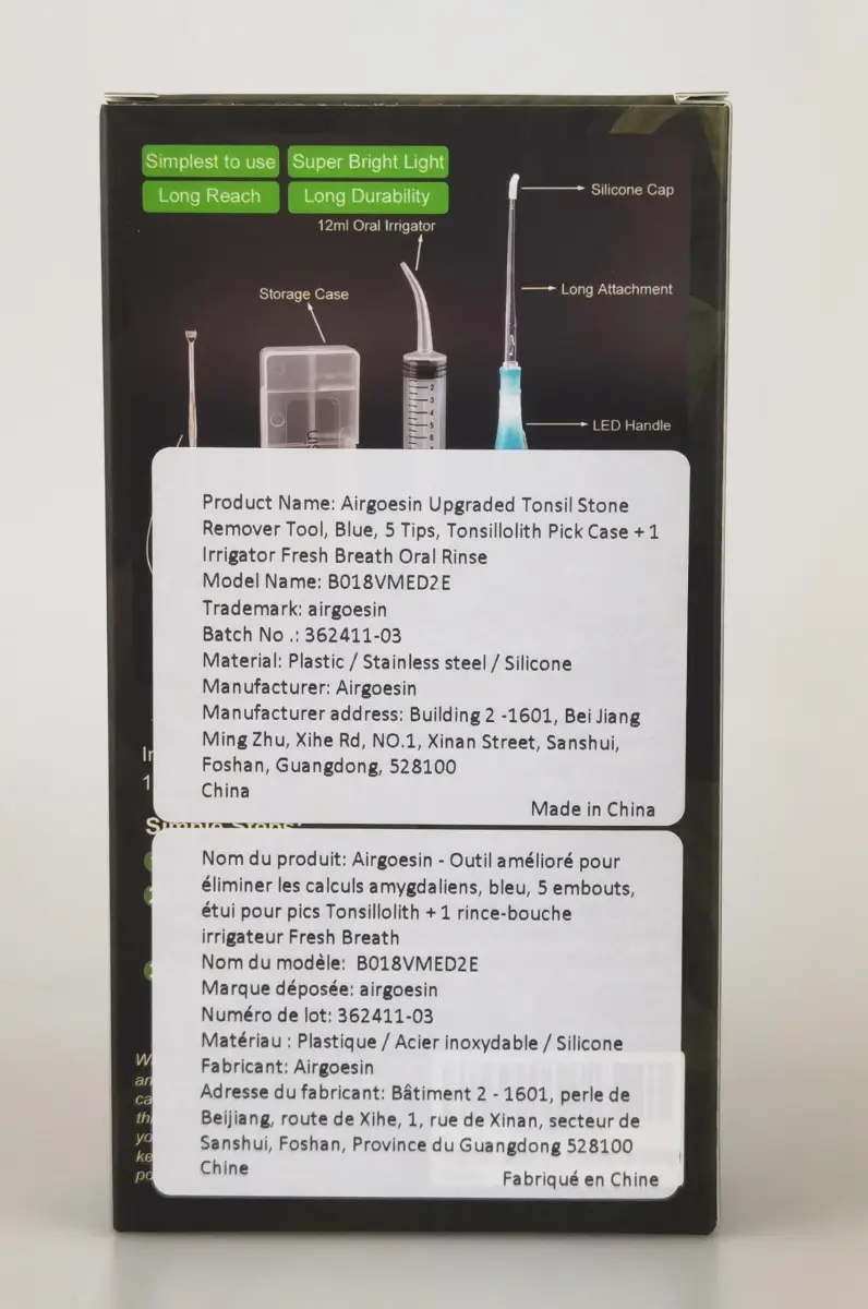 airgoesin Upgraded Tonsil Stone Remover Tool Blue 7 Piece Set | Removes Annoying Tonsil Stones & Bad Breath - view 8
