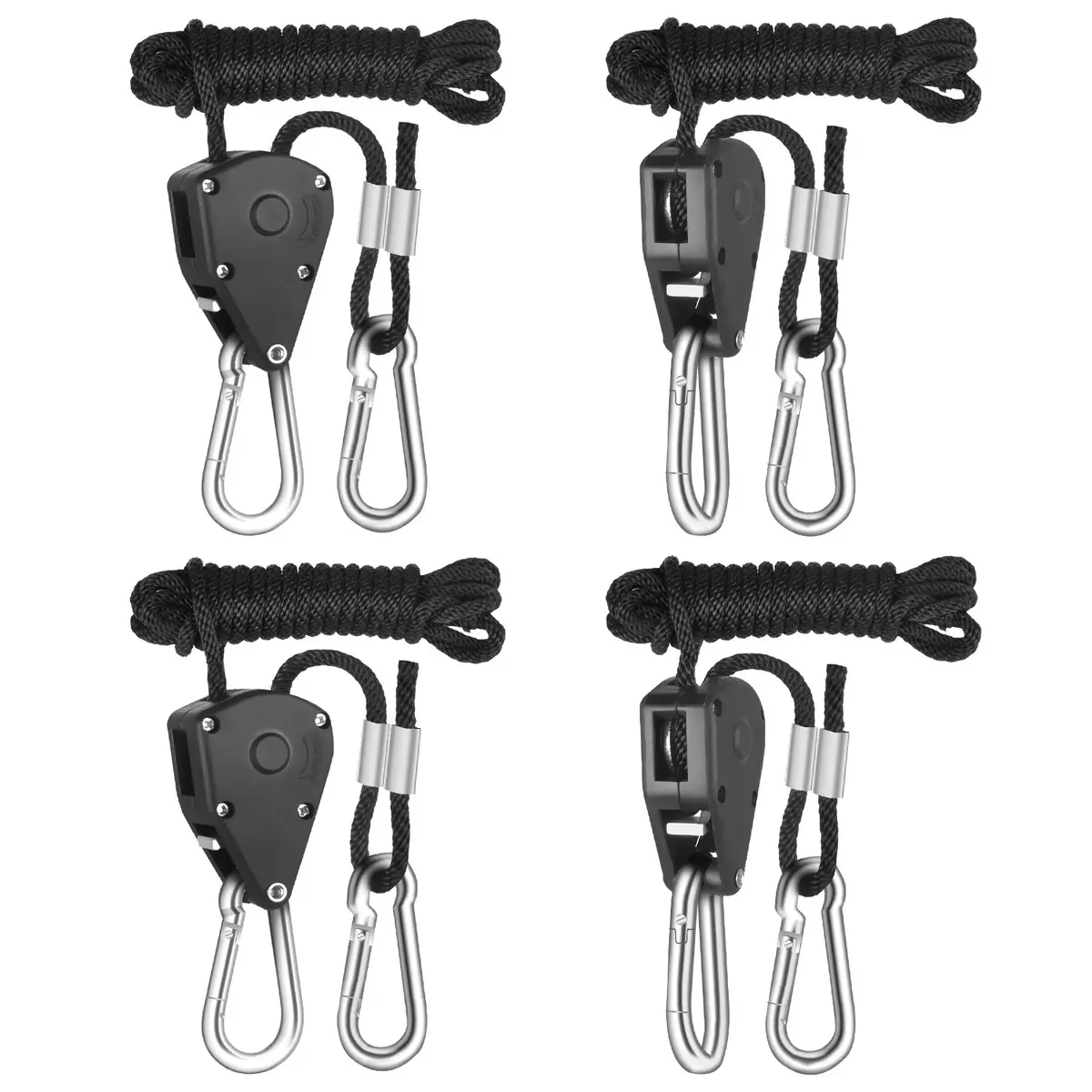 iPower GLROPEX2 Adjustable Rope Hanger 2 Pairs 8ft (150 lbs Total Capacity) | Heavy Duty Ratchet Tie-Down Strap - main product image
