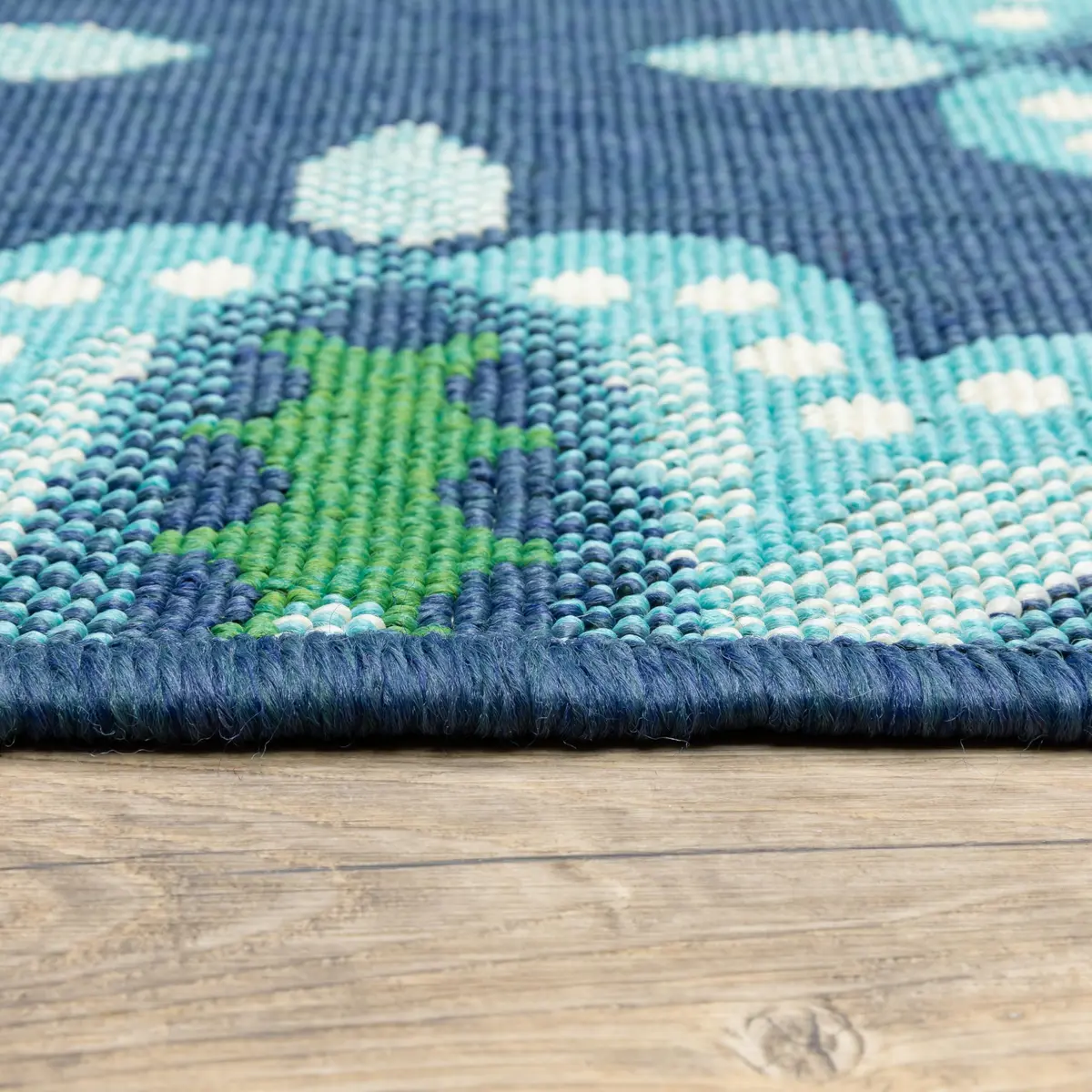 Oriental Weavers Meridian Indoor/Outdoor Rug 2206B 1'10" x 2'10" in Blue/Green | Moroccan Style, Water & Fade Resistant - view 6