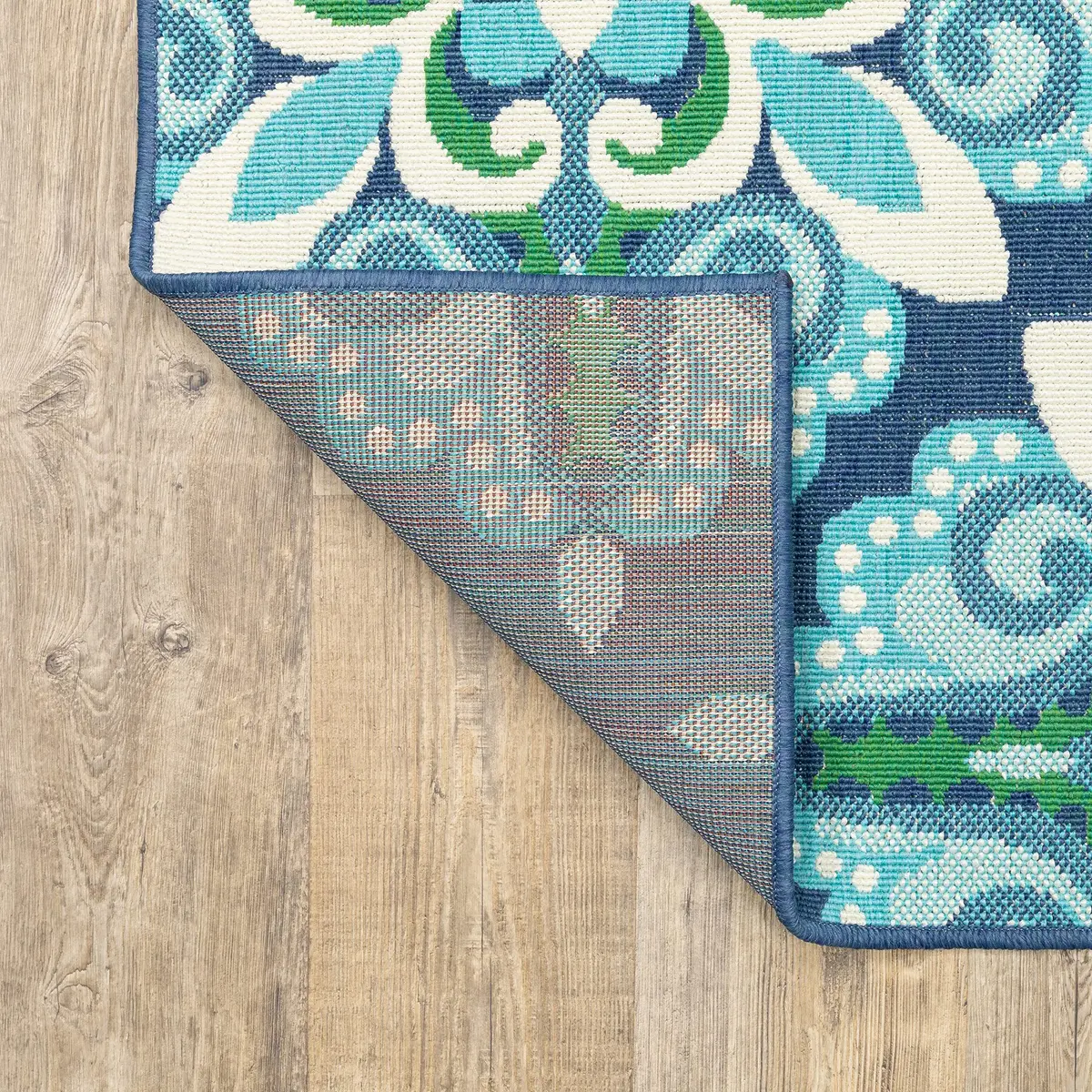 Oriental Weavers Meridian Indoor/Outdoor Rug 2206B 1'10" x 2'10" in Blue/Green | Moroccan Style, Water & Fade Resistant - view 7