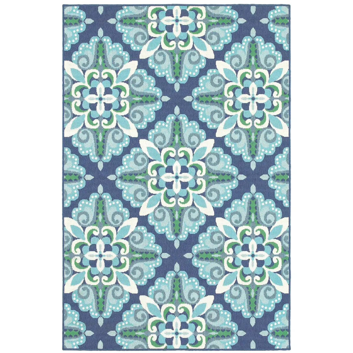 Oriental Weavers Meridian Indoor/Outdoor Rug 2206B 1'10" x 2'10" in Blue/Green | Moroccan Style, Water & Fade Resistant - view 2