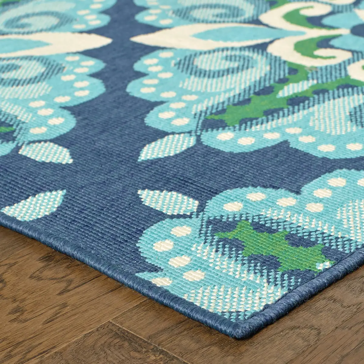 Oriental Weavers Meridian Indoor/Outdoor Rug 2206B 1'10" x 2'10" in Blue/Green | Moroccan Style, Water & Fade Resistant - view 3