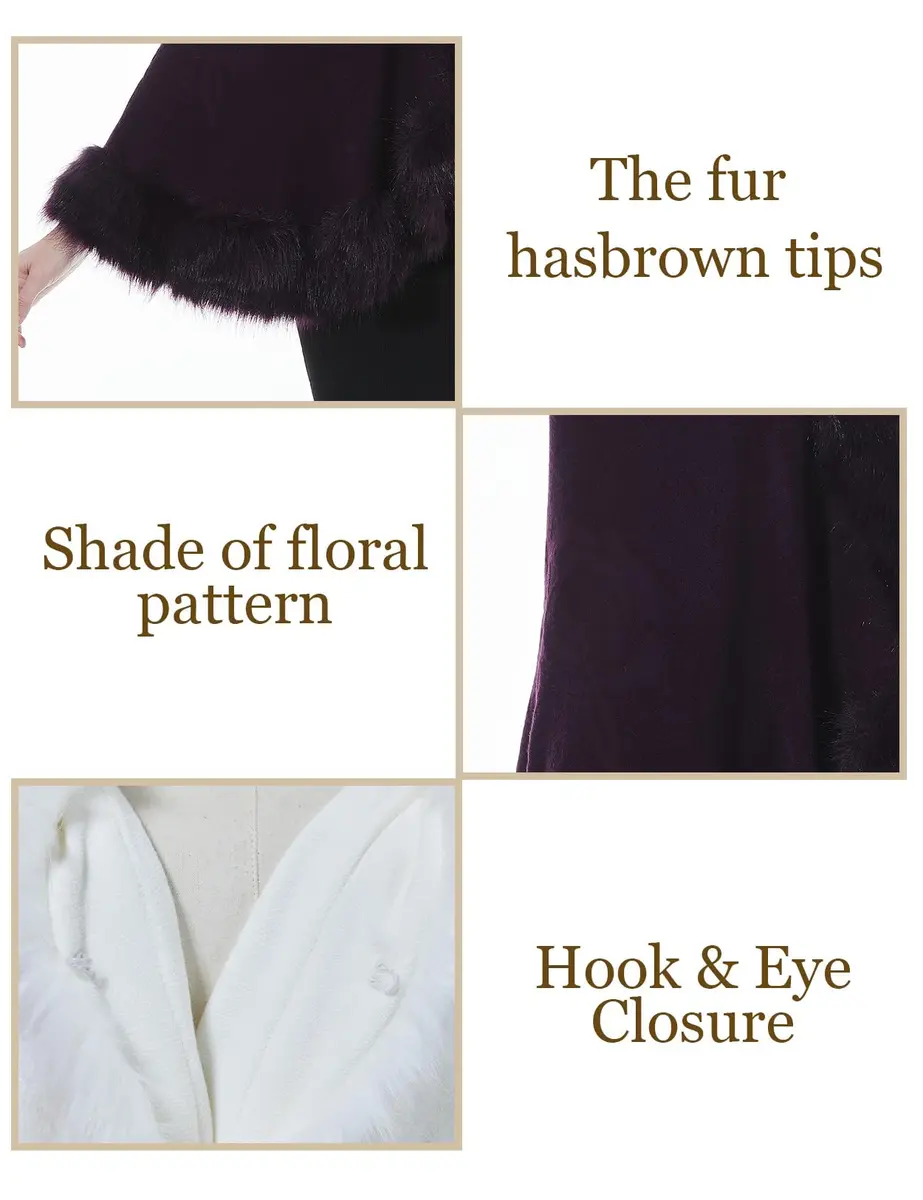 BEAUTELICATE Faux Fur Shawl Wrap Stole 63in x 28in | Elegant Winter Bridal Accessory - view 6