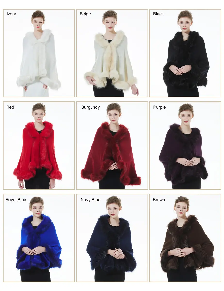 BEAUTELICATE Faux Fur Shawl Wrap Stole 63in x 28in | Elegant Winter Bridal Accessory - view 7