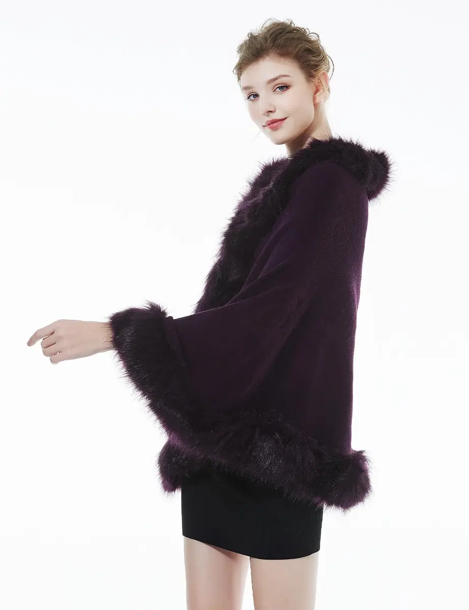 BEAUTELICATE Faux Fur Shawl Wrap Stole 63in x 28in | Elegant Winter Bridal Accessory - view 2