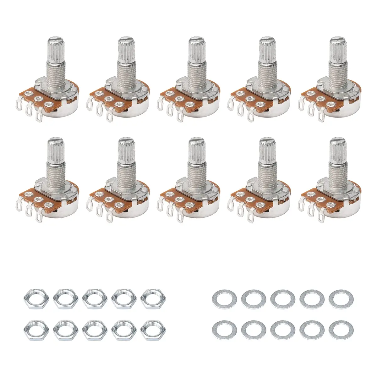 Swhmc A500K Ohm Guitar Potentiometer 1/4" Split Shaft 10-Pack | Volume Tone Control - main product image