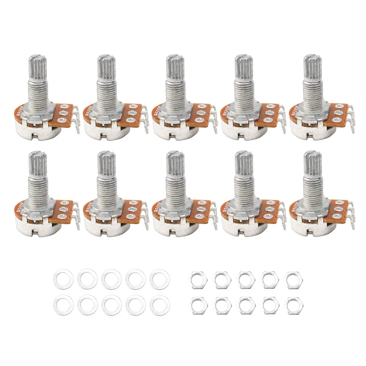Swhmc Guitar Potentiometer Audio Pots B500K Ohm Replacement 16.5mm Base Dia 18mm Shaft Pack of 10 - main product image