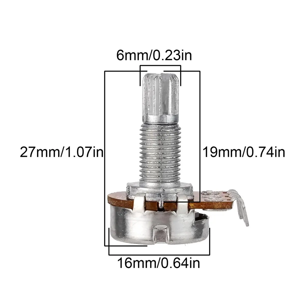 Swhmc Guitar Potentiometer Audio Pots B500K Ohm Replacement 16.5mm Base Dia 18mm Shaft Pack of 10 - view 3