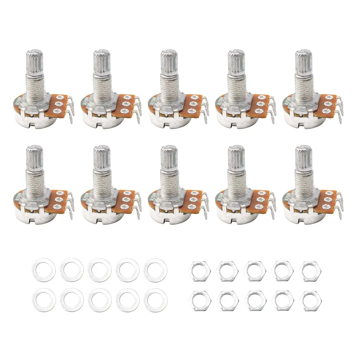 Swhmc A250K Ohm Guitar Potentiometer, 6mm Shaft, Pack of 10 | Smooth Audio Taper for Volume and Tone Controls - main product image