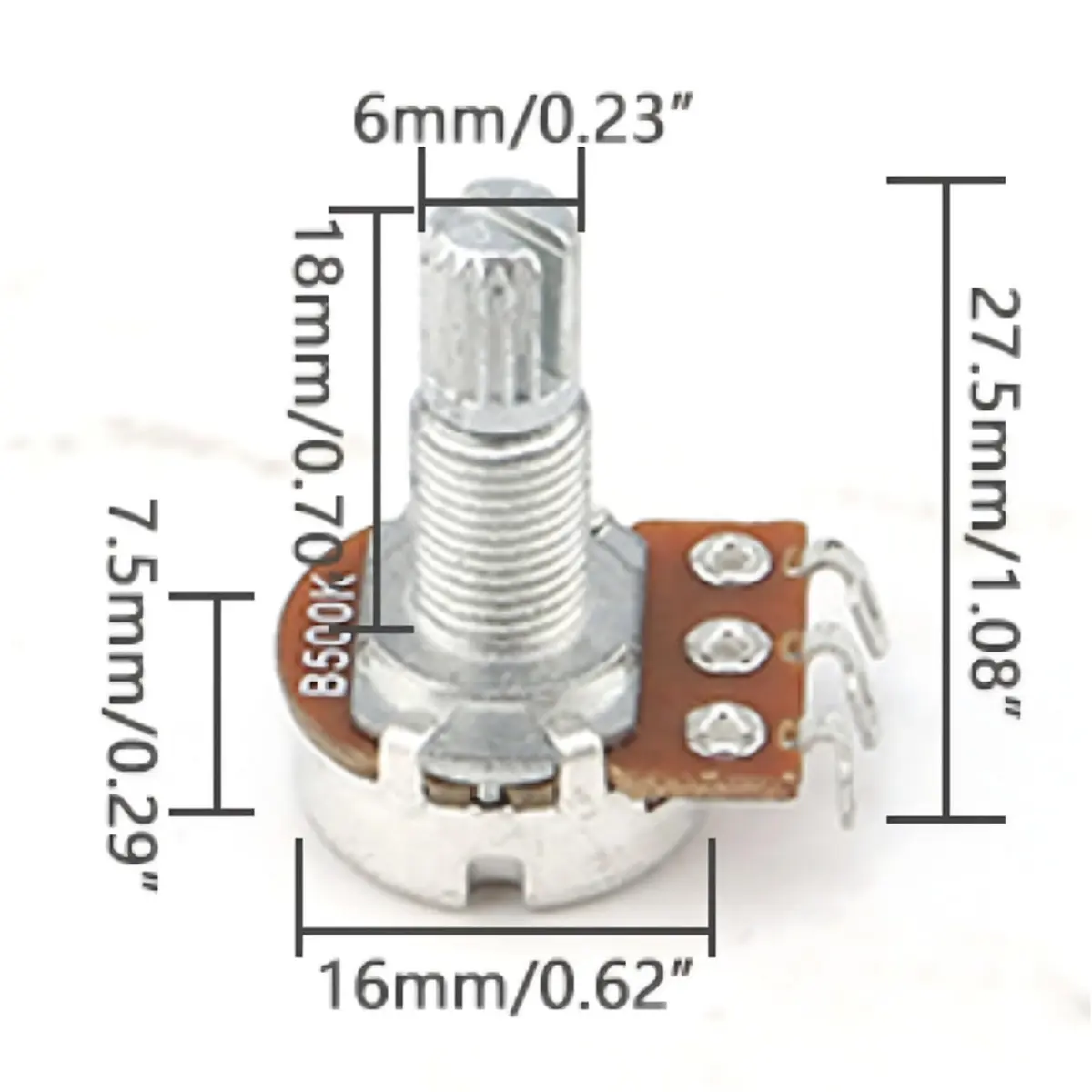 Swhmc A250K Ohm Guitar Potentiometer, 6mm Shaft, Pack of 10 | Smooth Audio Taper for Volume and Tone Controls - view 6