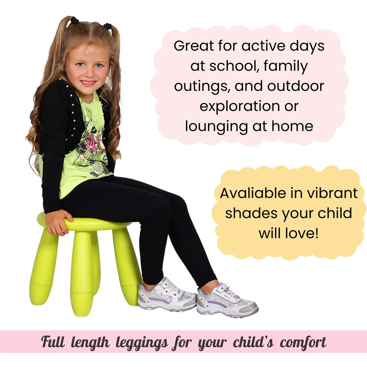 FUTURO FASHION Girls Cotton Leggings Full Length | Soft Elastic Kids Trousers Age 2-13 - view 3