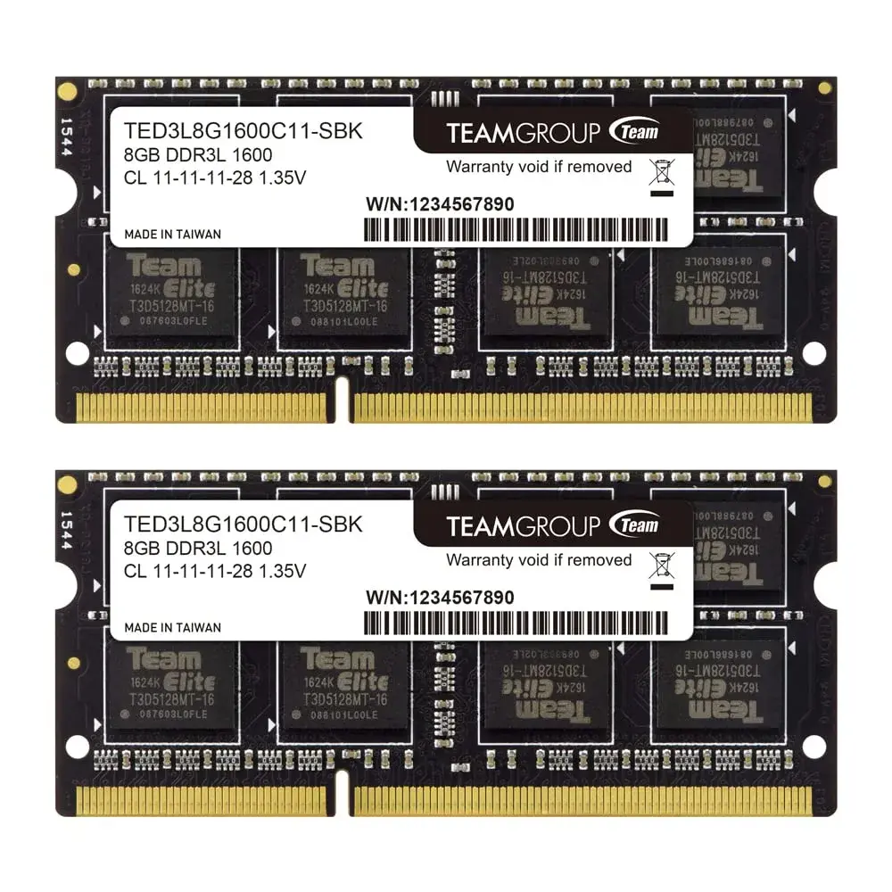 TEAMGROUP Elite DDR3L 16GB Kit (2 x 8GB) 1600MHz PC3-12800 CL11 SODIMM 204-Pin Laptop Memory Module 16GB (2x8GB) 1600MHz - main product image