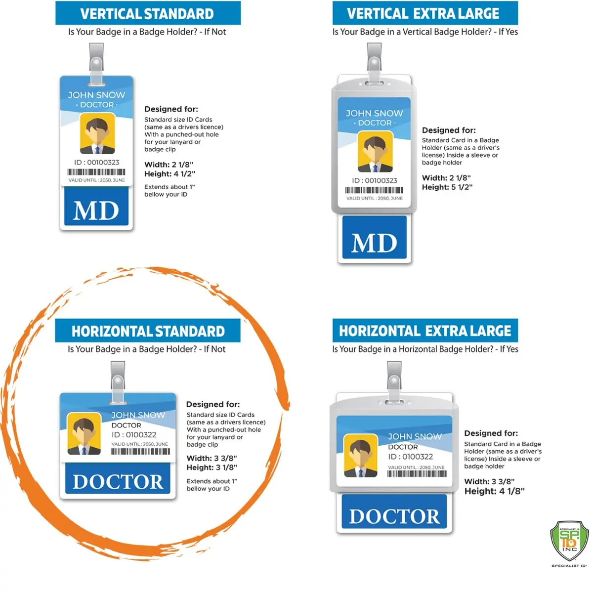 Specialist ID Nurse Practitioner Badge Buddy - Heavy Duty Horizontal | Waterproof, Spill & Tear Proof ID Card Backer for Medical Staff - view 3