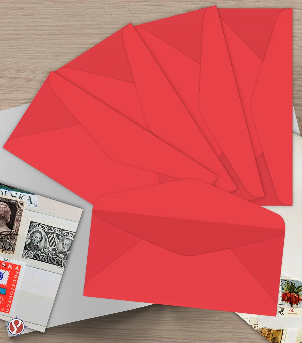 S Superfine Printing Rocket Red Bright Color #10 Envelopes | 4 1/8" x 9 1/2" | Bulk Pack of 50 - view 2