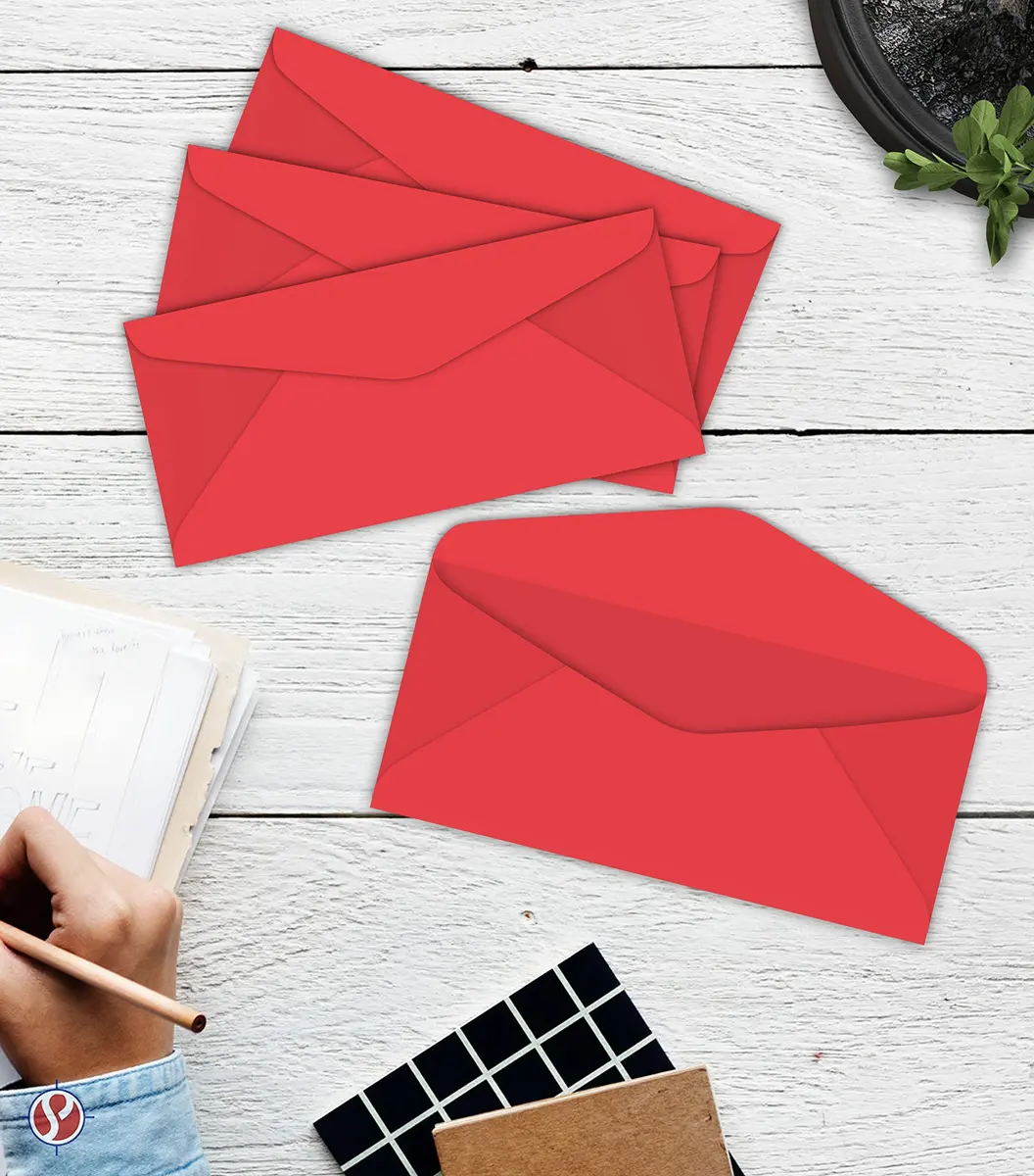 S Superfine Printing Rocket Red Bright Color #10 Envelopes | 4 1/8" x 9 1/2" | Bulk Pack of 50 - view 3