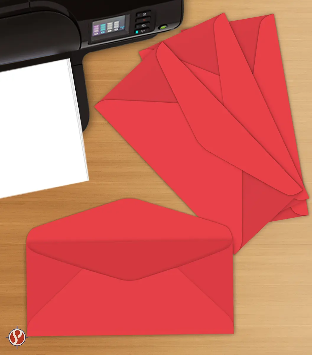 S Superfine Printing Rocket Red Bright Color #10 Envelopes | 4 1/8" x 9 1/2" | Bulk Pack of 50 - view 4