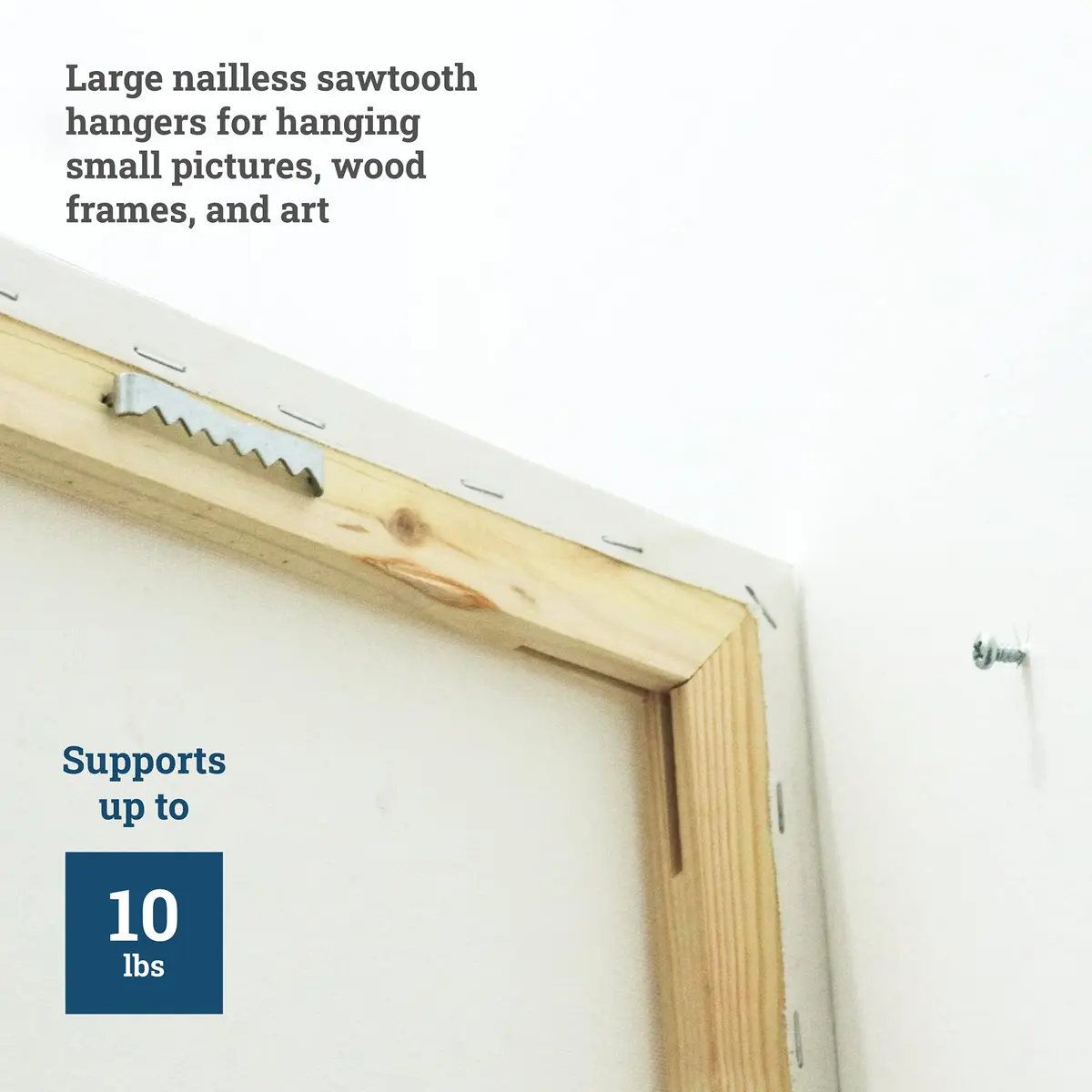 Picture Hang Solutions Sawtooth Picture Hangers, 100 Pack, 1.75" x 0.25", Silver | Holds up to 10 lb - view 3