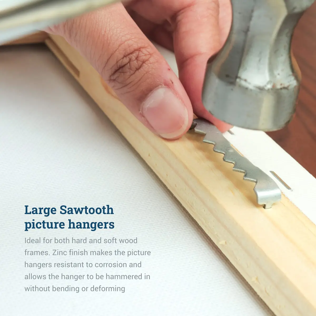 Picture Hang Solutions Sawtooth Picture Hangers, 100 Pack, 1.75" x 0.25", Silver | Holds up to 10 lb - view 4