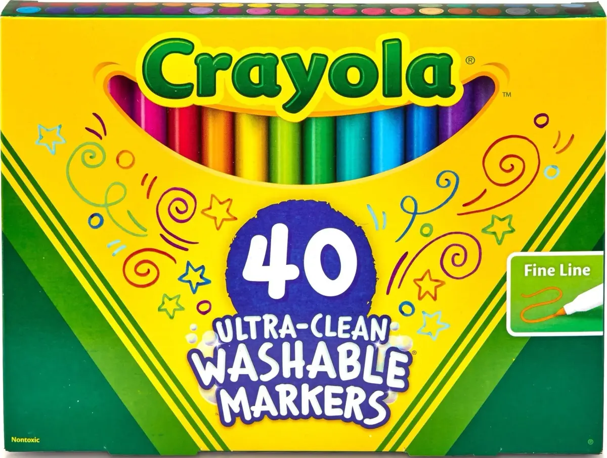 Crayola Ultra Clean Washable Markers (40ct) | Non-Toxic Fine Line Art Supplies for Kids Ages 3+ - main product image