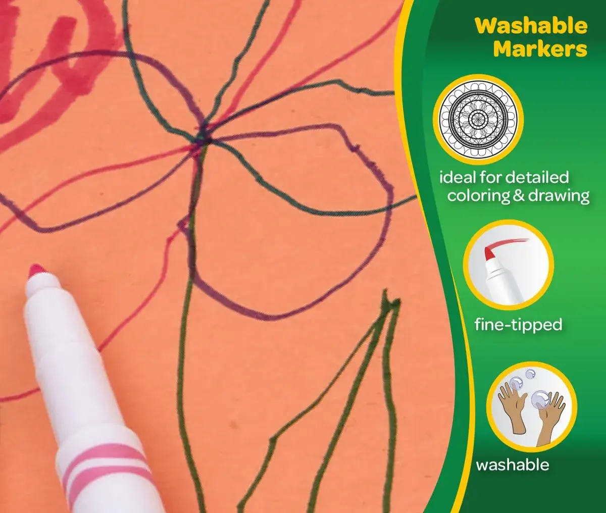 Crayola Ultra Clean Washable Markers (40ct) | Non-Toxic Fine Line Art Supplies for Kids Ages 3+ - view 7