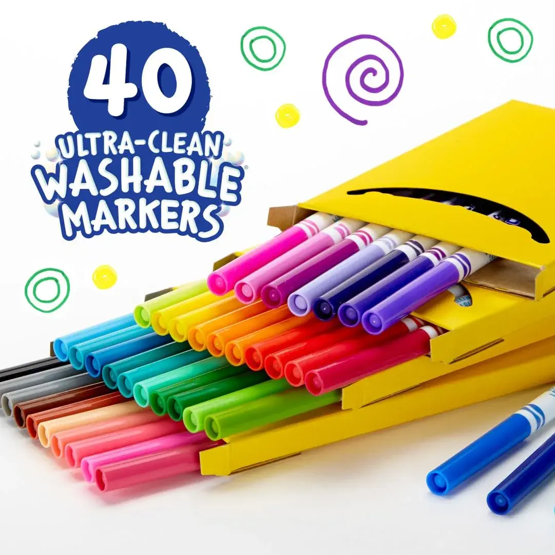 Crayola Ultra Clean Washable Markers (40ct) | Non-Toxic Fine Line Art Supplies for Kids Ages 3+ - view 3