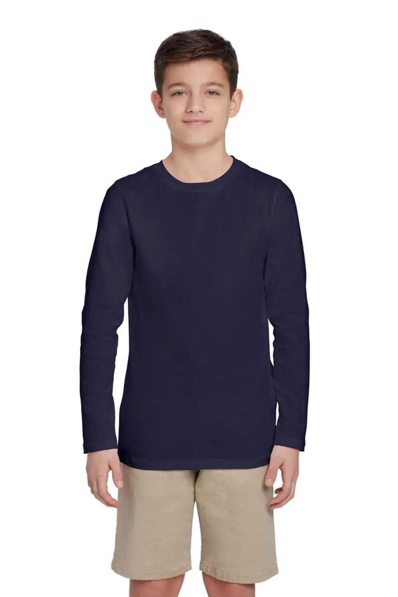 French Toast Boys' Toddler Long Sleeve Crewneck Tee T-Shirt Navy 4T | 100% Cotton Jersey for Breathable Comfort - main product image
