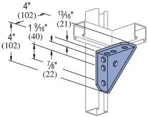 UNISTRUT P2484-EG 7 Hole 90 Degree Gusseted Angle Connector Bracket Steel | Heavy Duty, Zinc-Plated - view 6