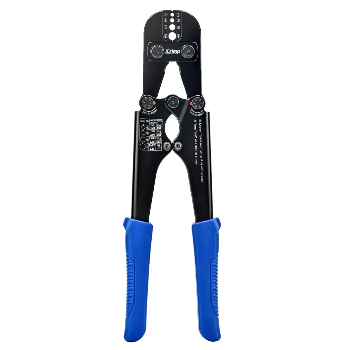 IWISS Wire Rope Crimper IWS-1608M 3/64" to 1/8" | Heavy Duty Steel Tool for Railings & Cables - main product image