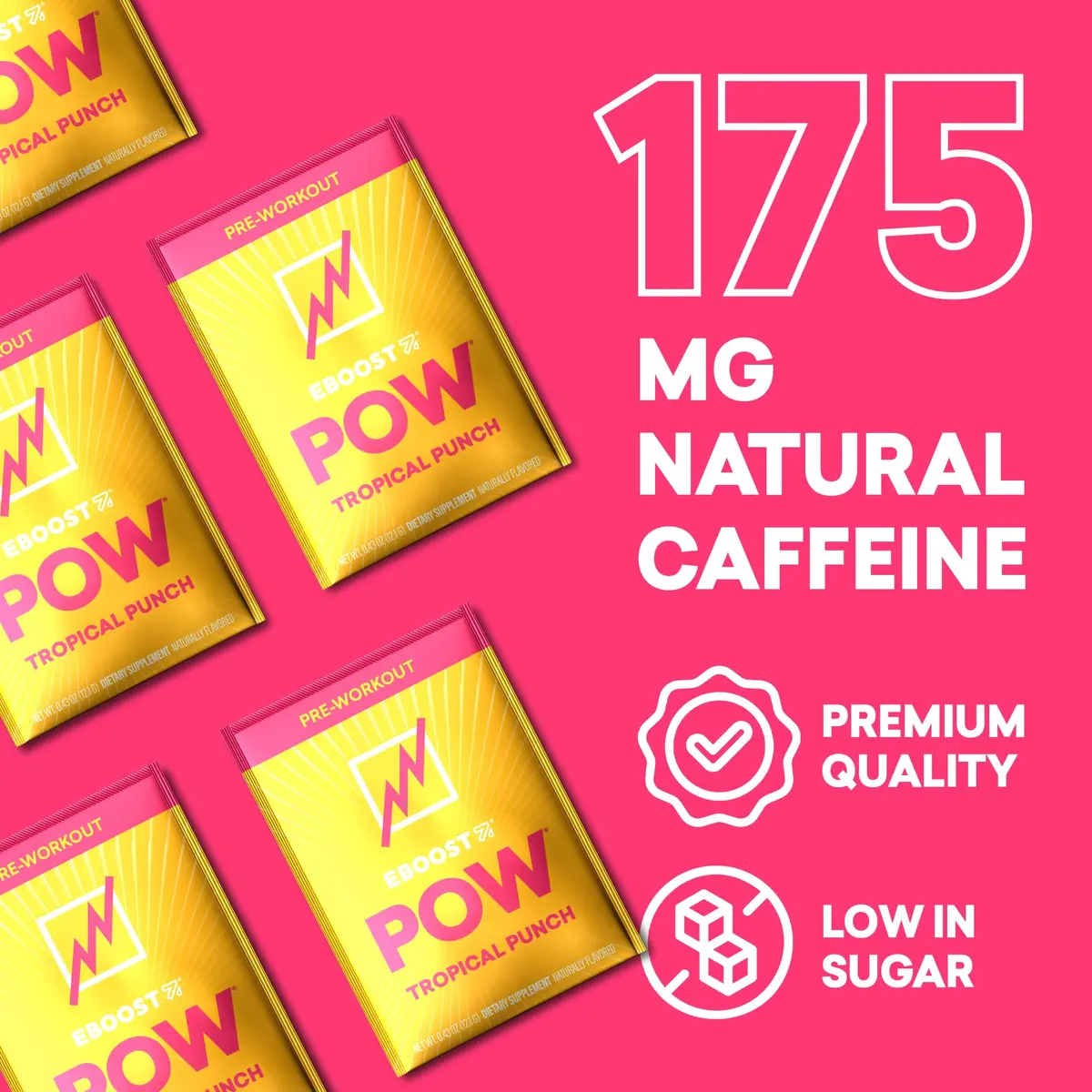 EBOOST POW Natural Pre Workout Powder - 15 Packets, Tropical Punch | Performance & Joint Support, Gluten-Free - view 5
