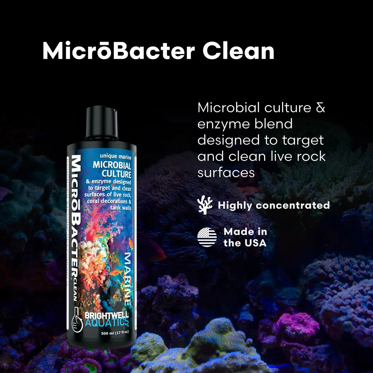 Brightwell Aquatics MicroBacter Clean Marine Aquarium Cleaner Aid, 500 ml | Natural bacterial solution for healthy aquariums - view 2