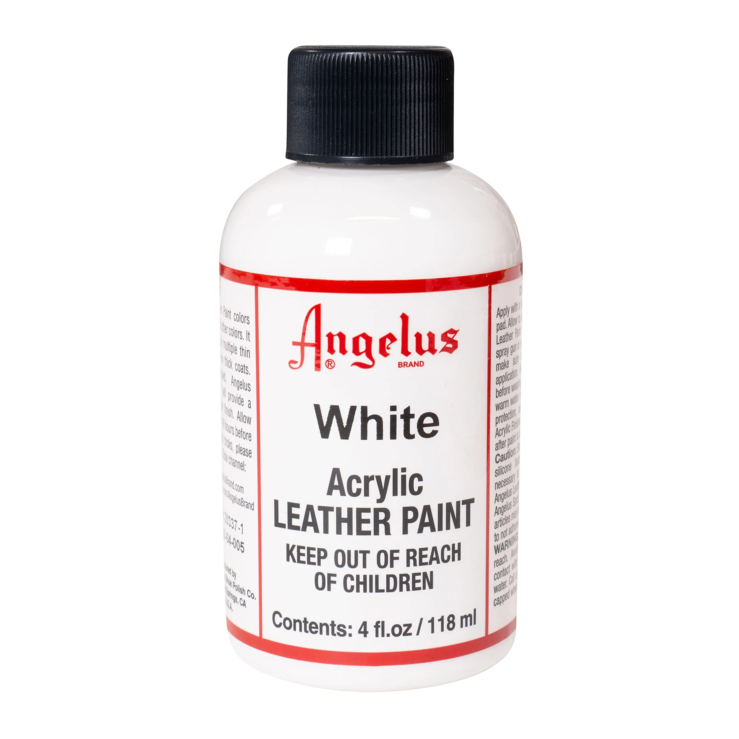 Angelus Acrylic Leather Paint White 4 Fl Oz | Professional Flexible Paint for Shoes & Bags - main product image