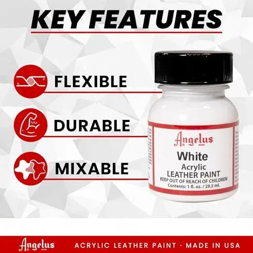 Angelus Acrylic Leather Paint White 30ml (1 Fl Oz) | Professional Flexible Crack Resistant Paint for Shoes - view 4
