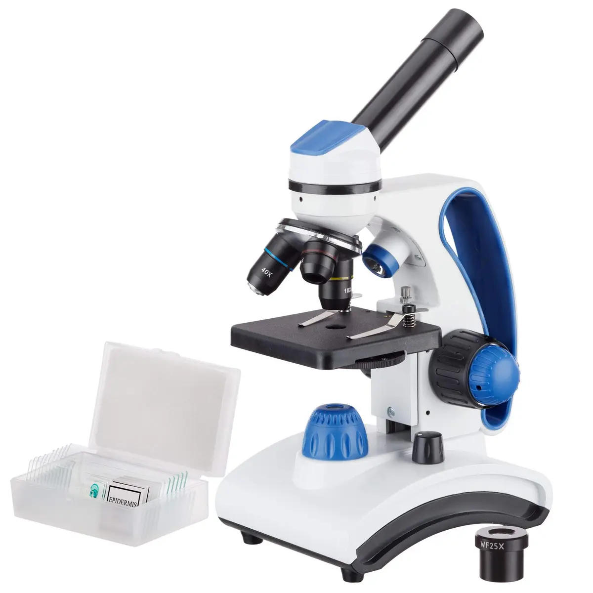 AmScope M162C-2L-PB10 1000X Dual Light Glass Lens Microscope | High Power Monocular with Metal Frame - main product image