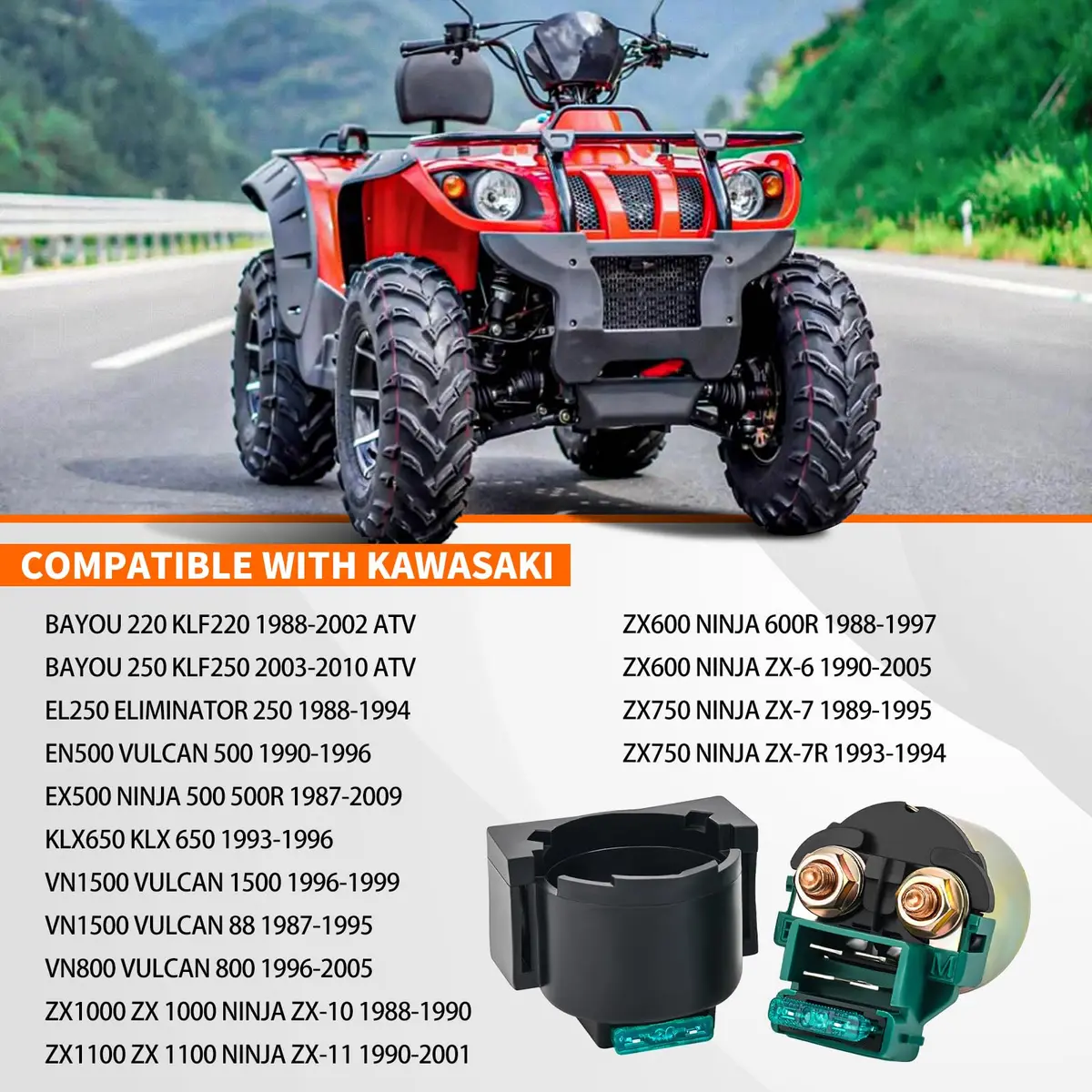 AHL Starter Solenoid Relay for Kawasaki EX250 Ninja 250R 1986-2012 | Copper & EPDM Material - view 5