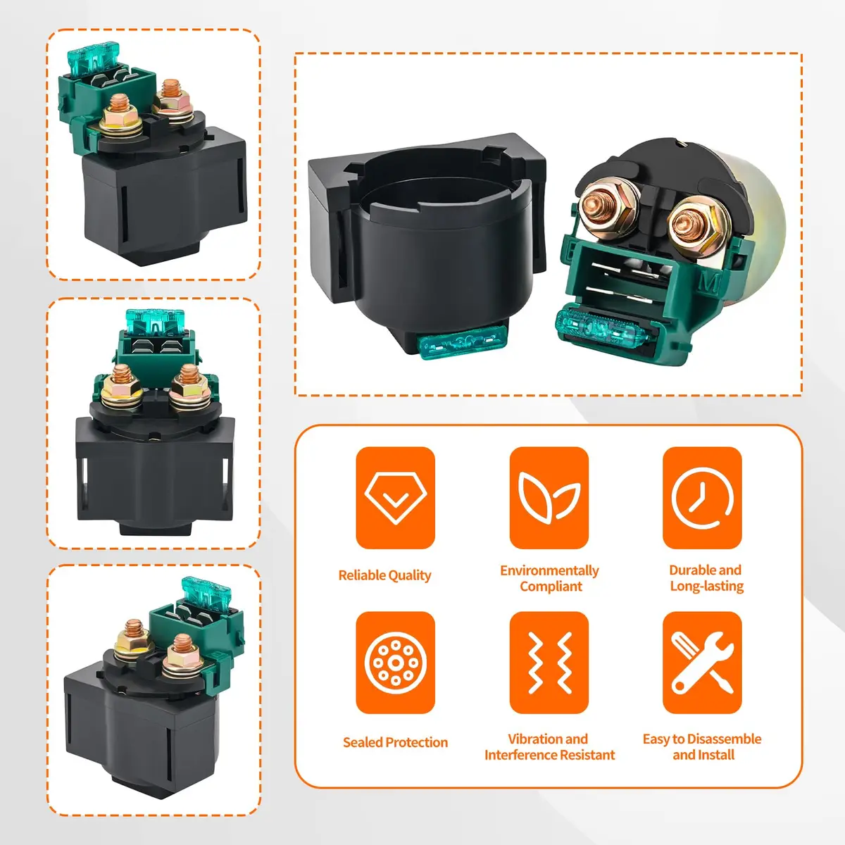 AHL Starter Solenoid Relay for Kawasaki EX250 Ninja 250R 1986-2012 | Copper & EPDM Material - view 2