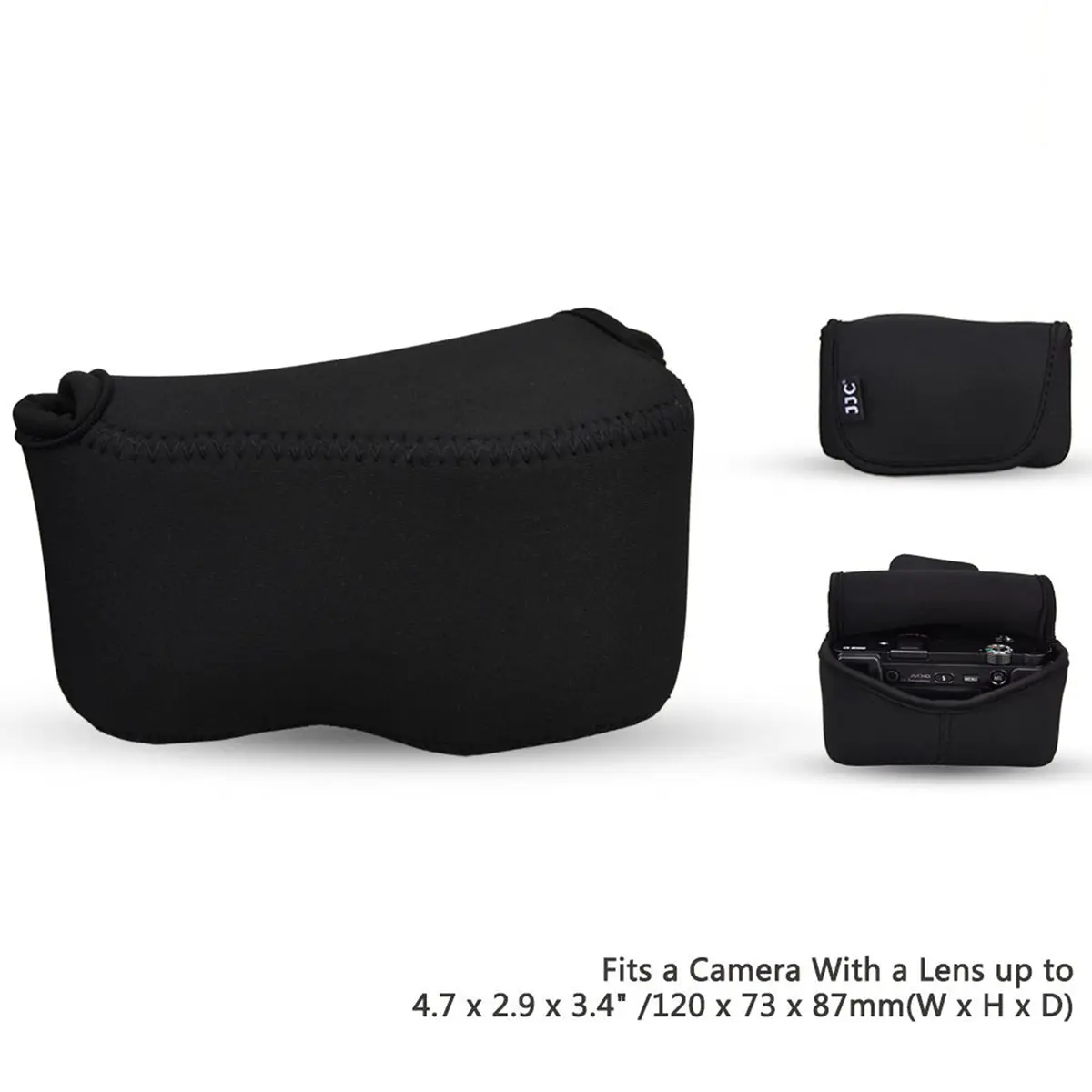 JJC Neoprene Camera Case Pouch for Compact Camera + Lens Below 4.7x2.9x3.4" | Waterproof, Elastic & Stylish - view 2