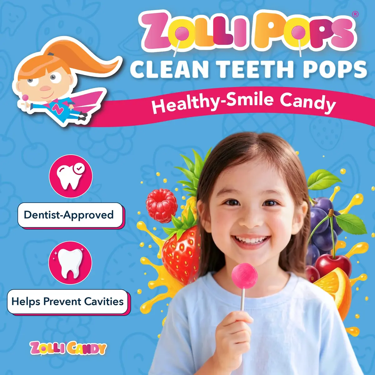 Zollipops Sugar-Free Natural Fruit Flavors 5.2 oz | Dentist-Approved, Supports Dental Health - view 2