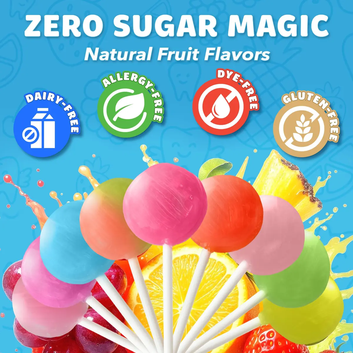 Zollipops Sugar-Free Natural Fruit Flavors 5.2 oz | Dentist-Approved, Supports Dental Health - view 3